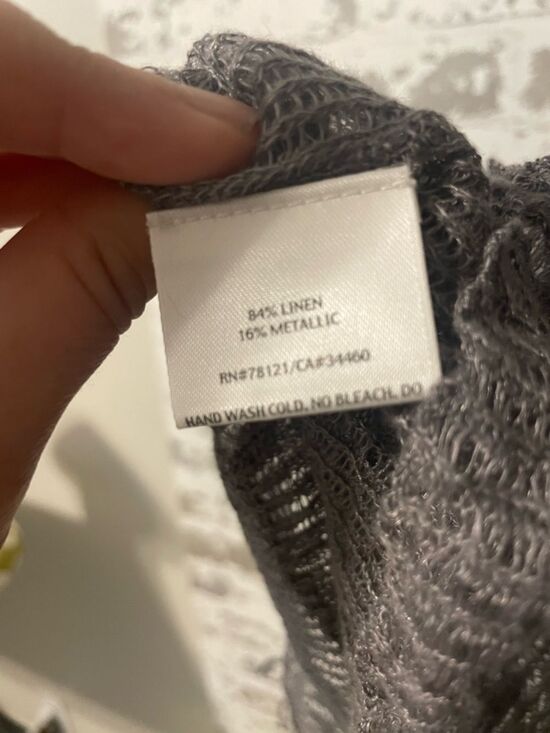 Eileen Fisher Sheer Linen Metallic Knit Vest XL Open Front Lightweight Layering - Picture 7 of 8